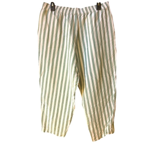 Madewell Linen-Cotton Track Trousers in Stripe SZ 6  Versailles Green New - Picture 7 of 12
